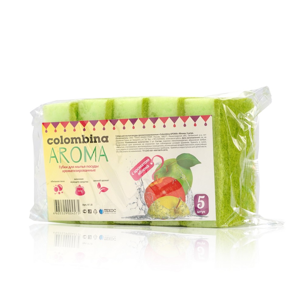 Губка для мытья посуды Colombina Aroma ароматизированная , с ароматом яблока 5шт
Губка для мытья посуды Colombina Aroma ароматизированная , с ароматом яблока 5шт