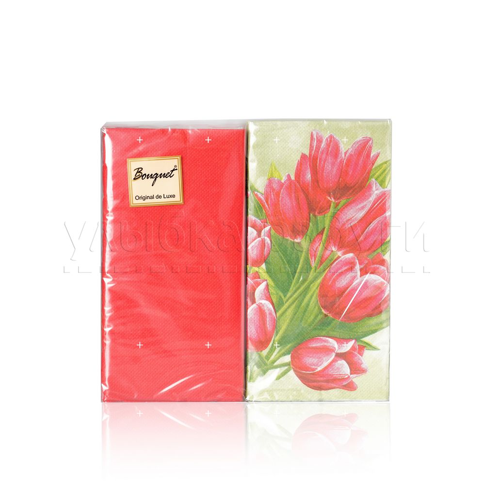 Бумажные салфетки Bouquet Original de Luxe " Тюлпаны на зелёном " , 2х-слойные 33*33см 20шт
Бумажные салфетки Bouquet Original de Luxe " Тюлпаны на зелёном " , 2х-слойные 33*33см 20шт