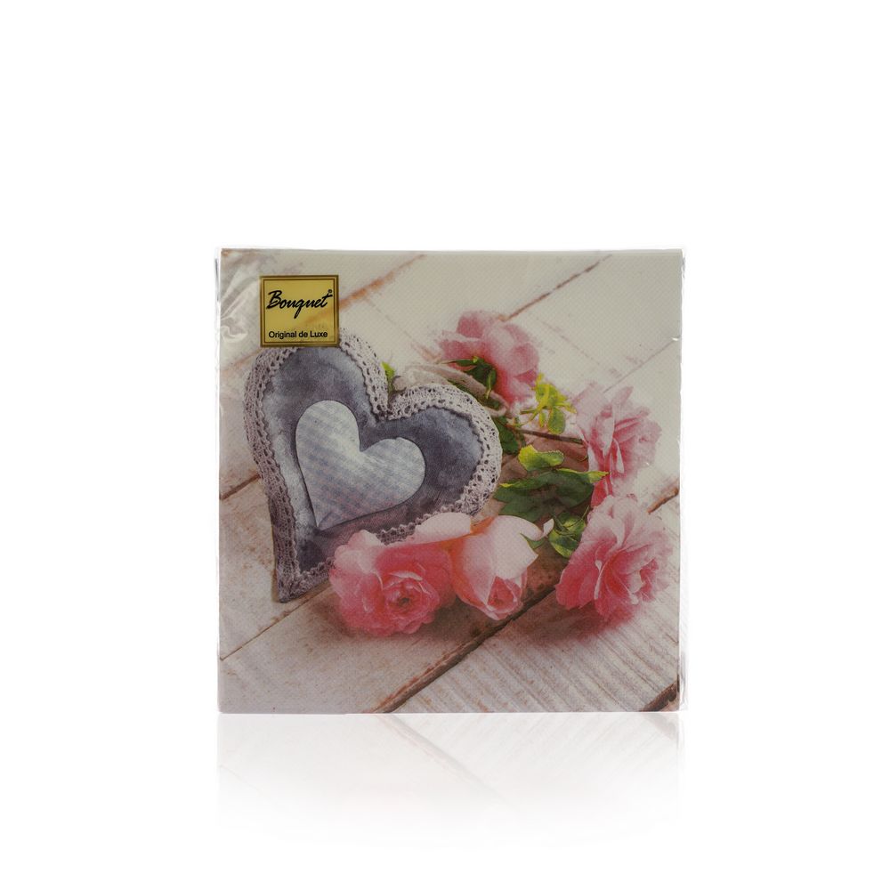 Бумажные салфетки Bouquet Original de Luxe " Сердечко с розами " , 2х-слойные 33*33см 20шт
Бумажные салфетки Bouquet Original de Luxe " Сердечко с розами " , 2х-слойные 33*33см 20шт