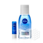 Женский набор Nivea ( средство Для снятия макияжа с глаз " Двойной эффект " 125мл + бальзам для губ " Базовый уход " 4,8г )