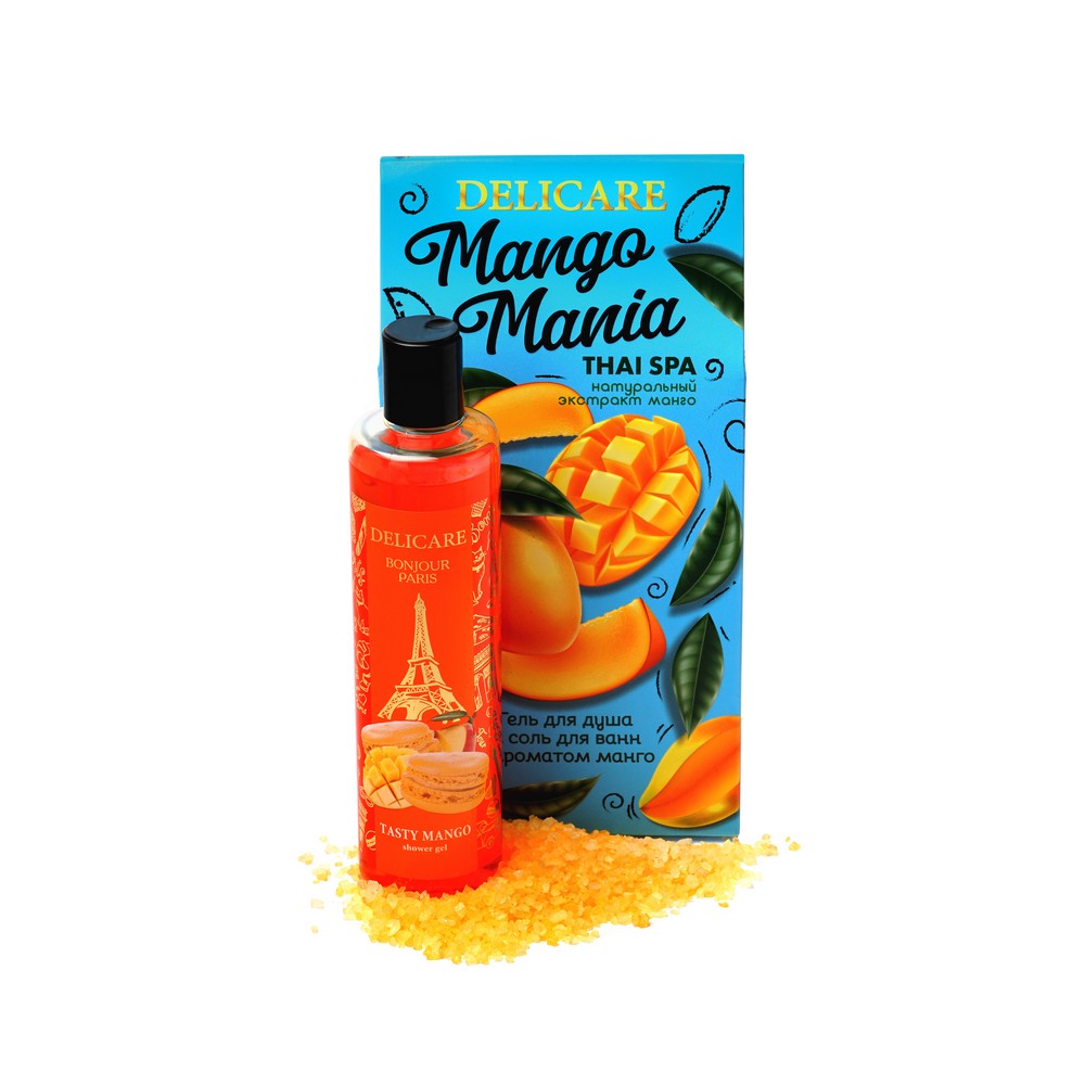 

Женский Подарочный набор Delicare " Mango Mania " ( гель для душа Bonjour Paris " Tasty Mango " 300мл + соль для ванны " Манго " 100г )