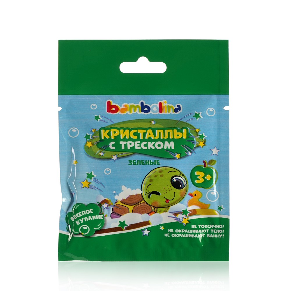 Средство для купания Bambolina Кристаллы с треском , 3+ , Зеленый , 10г