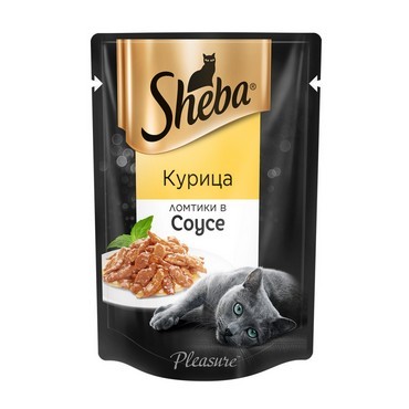 Влажный корм для кошек Sheba Pleasure ломтики в соусе Курица 85г