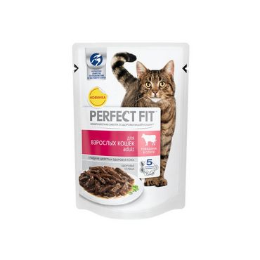 Влажный корм для взрослых кошек Perfect Fit с говядиной 85г