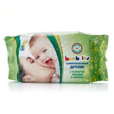 Влажные салфетки Bambolina детские , с экстрактом ромашки и алоэ вера 72шт