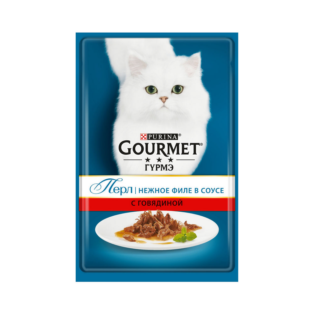 

Влажный корм для кошек Gourmet Perle с говядиной 85г