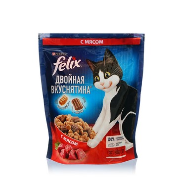 Сухой корм для кошек Felix Двойная вкуснятина " С мясом " 600г