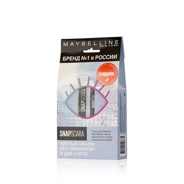 Женский Подарочный набор Maybelline New York ( тушь для ресниц " Snapscara " 9,5мл + гелевый карандаш для век Tatoo Liner 1,3г )