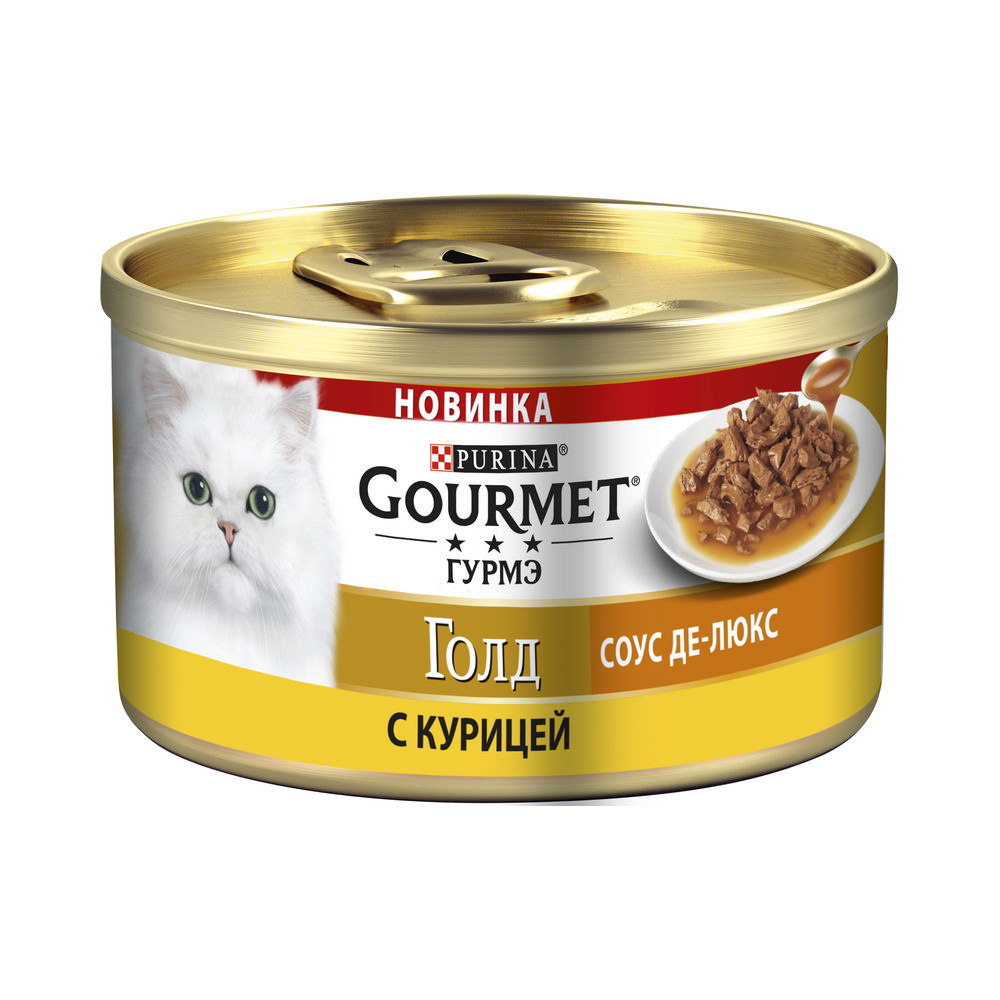 

Влажный корм для взрослых кошек Gourmet Gold Соус де-люкс с курицей 85г