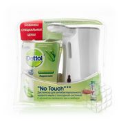 Диспенсер для мыла Dettol No Touch с сенсорной системой + жидкое антибактериальное мыло с ароматом зеленого чая и имбиря 250мл