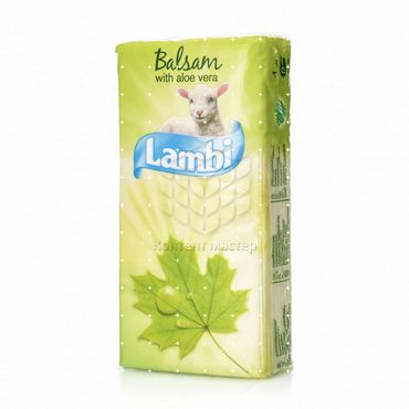 Бумажные носовые платочки Lambi , с алоэ вера 10шт