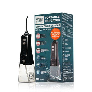 Ирригатор Waterdent Smart Flosser V300 + жидкость для ирригатора с антибактериальным комплексом 100мл
