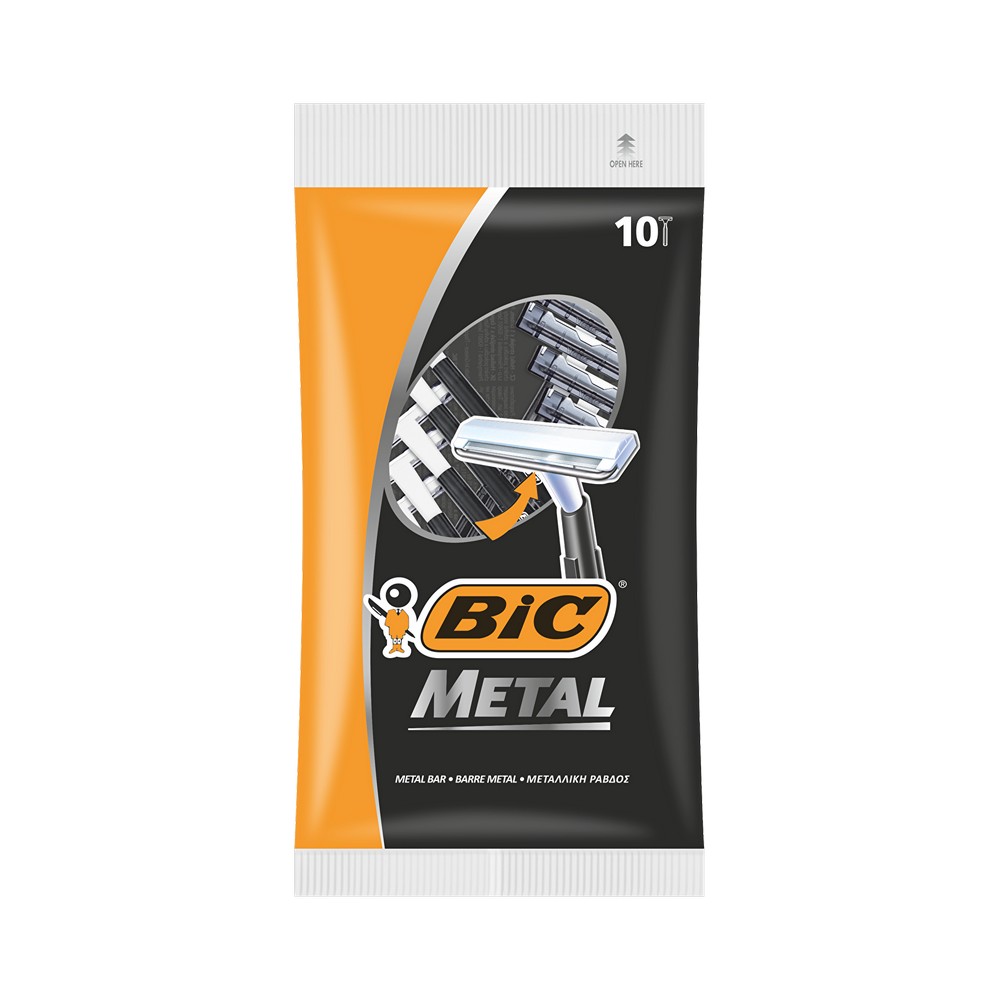 Мужские одноразовые станки для бритья Bic Metal 10шт одноразовые мужские станки для бритья carelax chrome 7 шт