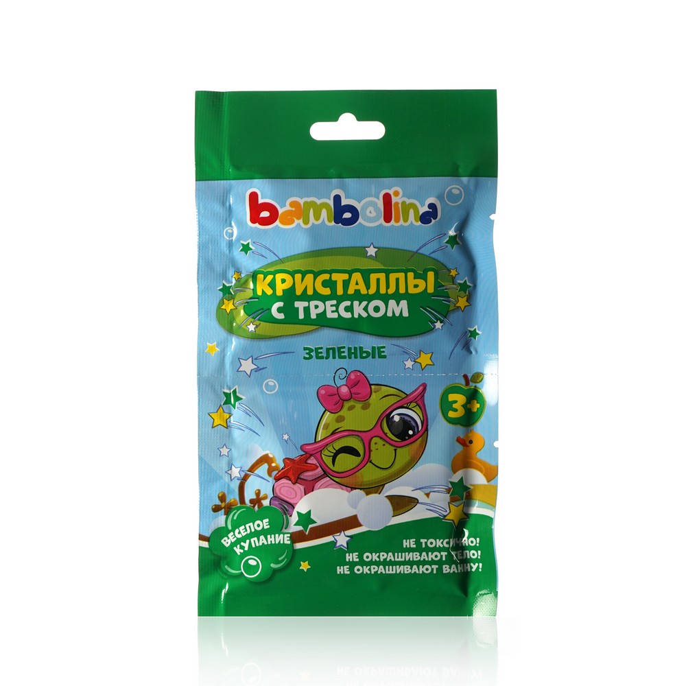 Средство для купания Bambolina Кристаллы с треском , 3+ , Зеленый , 20г