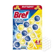 Туалетный блок для унитаза Bref Сила-актив " Лимонная свежесть " 3*50г