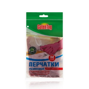 Универсальные резиновые перчатки Guten Tag с хлопковым напылением , M
