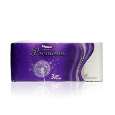 Туалетная бумага Floom Premium 3х-слойная 8шт