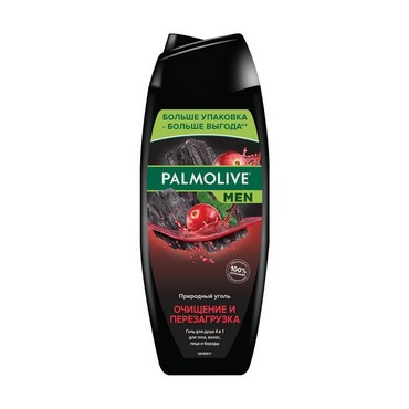 Мужской гель для душа Palmolive Men очищение и Перезагрузка 4 в 1 с природным углем 500мл