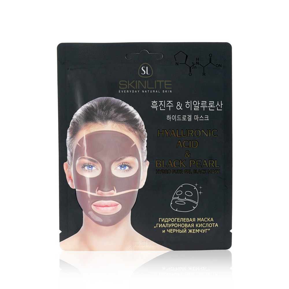 

Гидрогелевая маска для лица Skinlite " Hyaluronic Acid & Black pearl " 27г