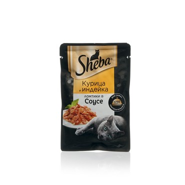 Влажный корм для кошек Sheba Pleasure ломтики в соусе с курицей и индейкой 75г