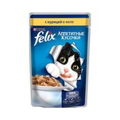 Влажный корм для взрослых кошек Felix Аппетитные кусочки с курицей в желе 85г