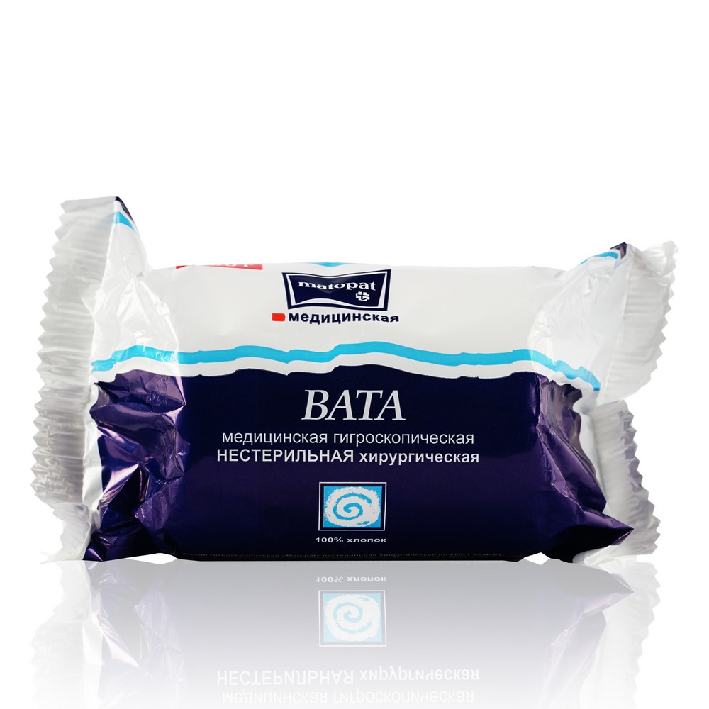 

Вата Matopat 100% хлопок , в рулоне , 100г