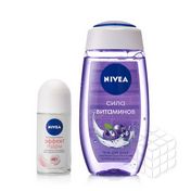 Женский набор Nivea ( гель для душа " Сила витаминов " 250мл + дезодорант - антиперспирант " Эффект пудры " 50мл )