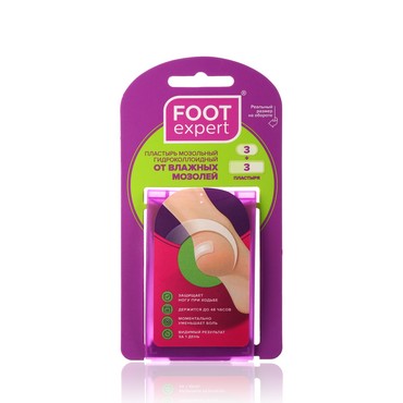 Пластырь для ног гидроколлоидный Foot Expert от влажных мозолей 2,9*6 см 3шт + 2,2*4,1см 3шт