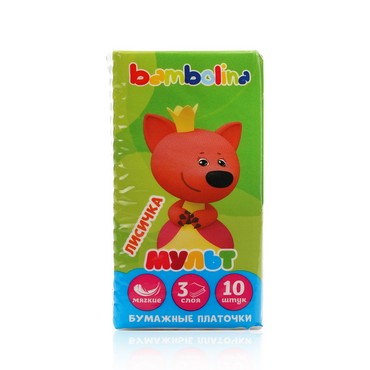 Бумажные носовые платочки Bambolina " Мульт " 3х-слойные 10шт