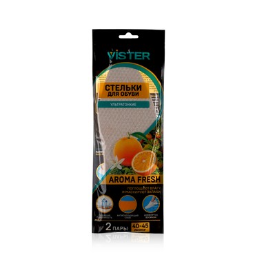 Ультратонкие парфюмированные стельки для обуви Vister Aroma Fresh , р.40-45 , 2 пары