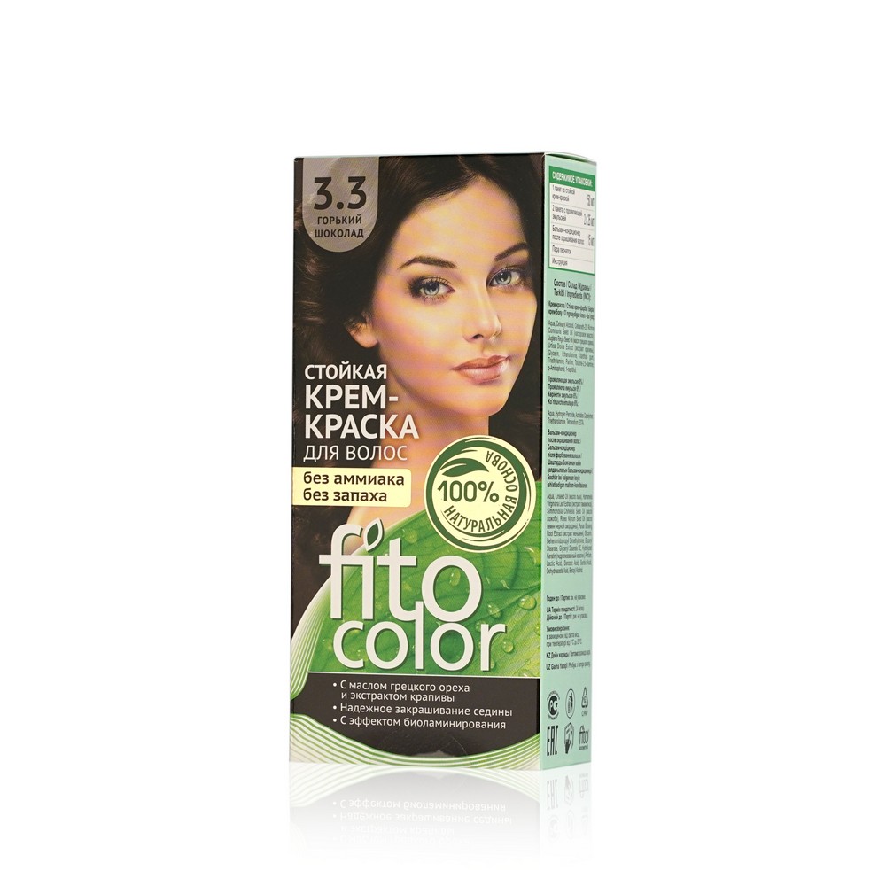 

Стойкая крем - краска ФИТОкосметик FitoColor для волос 3.3 Горький шоколад 125мл