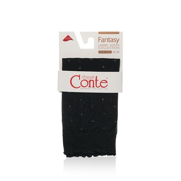 Женские капроновые носки Conte Fantasy , горох/люрекс , Nero , р.23-25