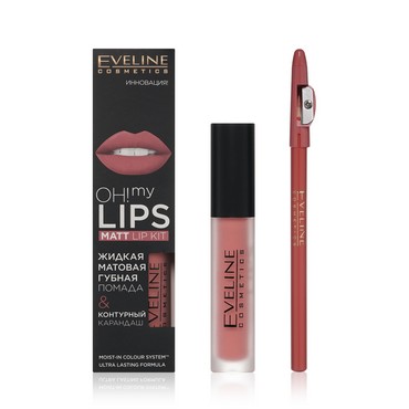 Набор для губ Eveline Oh! My Lips ( жидкая матовая помада + карандаш ) 04 Sweet Lips
