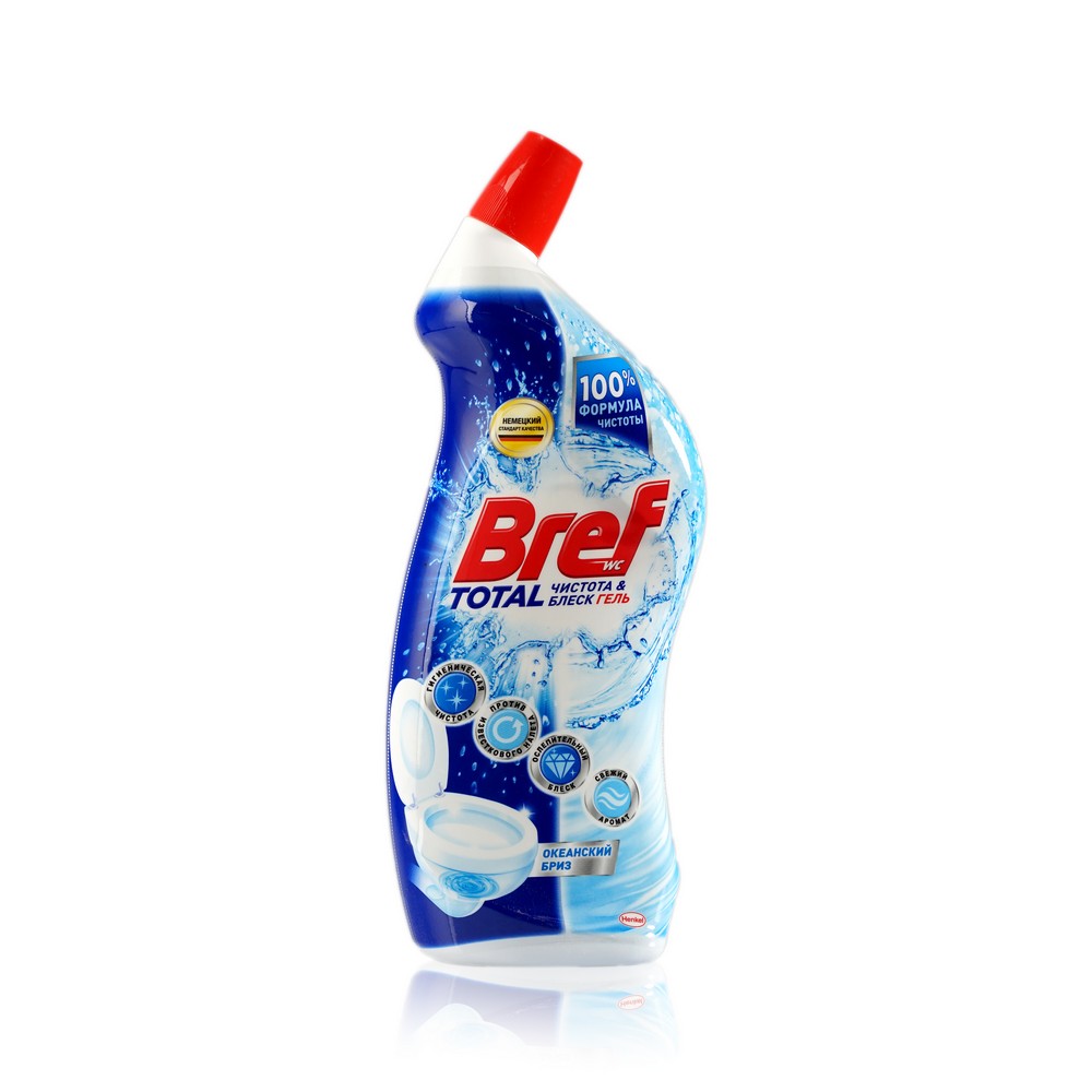 

Чистящий гель для унитаза Bref total " Чистота и блеск " , океан 700мл