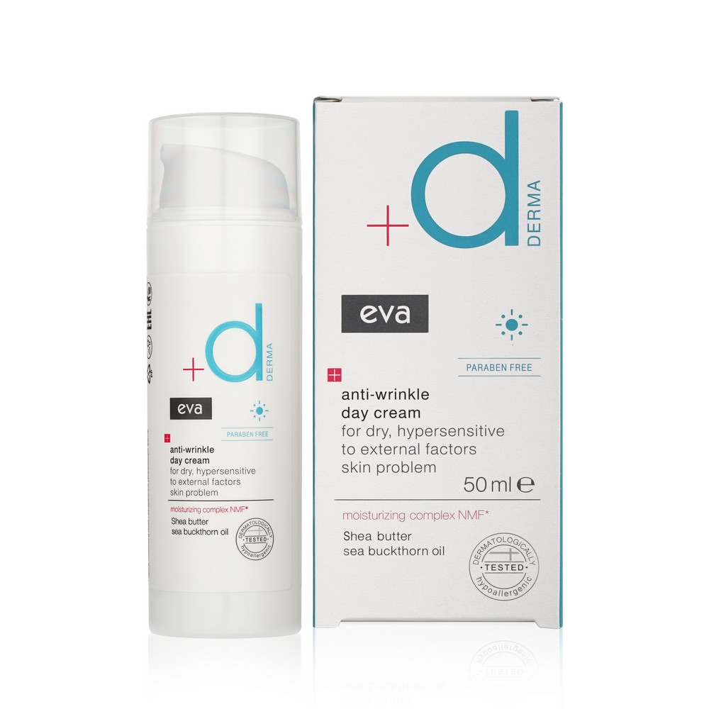 

Дневной крем против морщин Eva Derma для чувствительной и склонной к сухости кожи лица 50мл