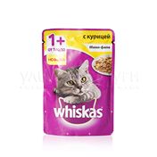 Влажный корм для взрослых кошек Whiskas мини-филе с курицей 85г