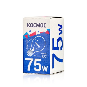 Лампа Космос A55/A50 E27 75W ЛОН прозрачная