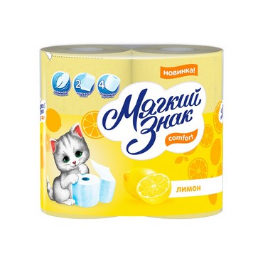 Туалетная бумага Мягкий знак Deluxe Aroma 2х-слойная ароматизированная " Лимон " 4шт