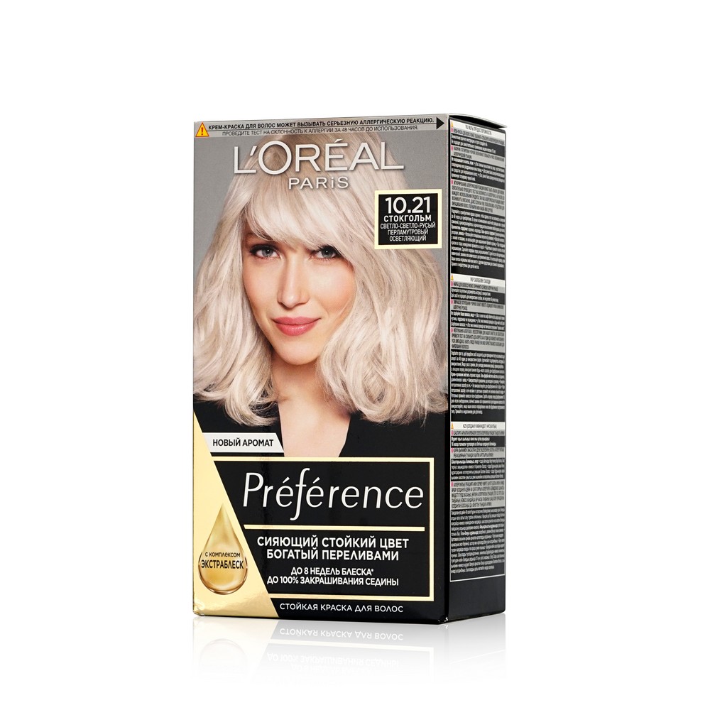 Стойкая краска L`Oreal Paris Preference для волос 10.21 Стокгольм стойкая краска для волос l oreal paris préférence яркость цвета 1 шт