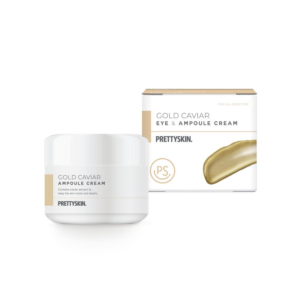 

Разглаживающий ампульный крем для лица и кожи вокруг глаз Prettyskin " Gold Caviar " с экстрактом икры 50мл