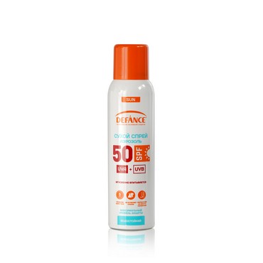 Сухой спрей для загара Defance солнцезащитный водостойкий SPF 50 150мл