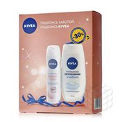 Женский набор Nivea " Защита и мягкость " ( гель - уход для душа " Крем Абрикос " 250мл + комплексный крем для рук 75мл )