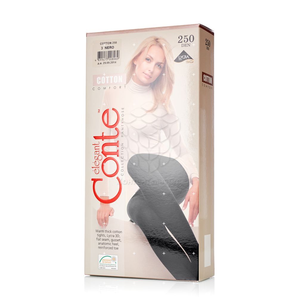 

Женские колготки Conte Cotton 250den Nero 3 размер