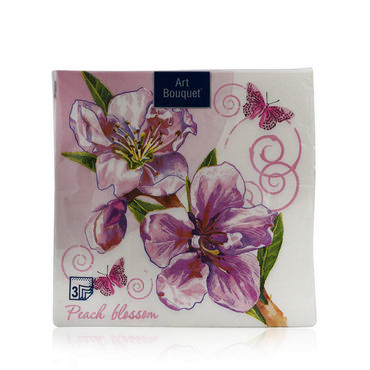 Бумажные салфетки Bouquet " Цветок персика " , 3х-слойные , 33*33см 20шт
