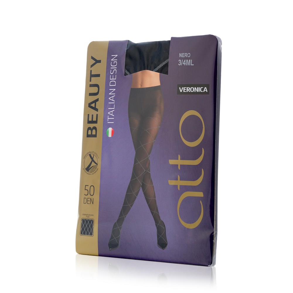 

Женские колготки с рисунком Atto Beauty " Veronica " 50den , Nero , 3/4 размер