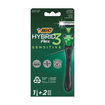 Мужской станок для бритья Bic Flex 3 Hybrid + сменные кассеты Bic " Sensitive " 2шт