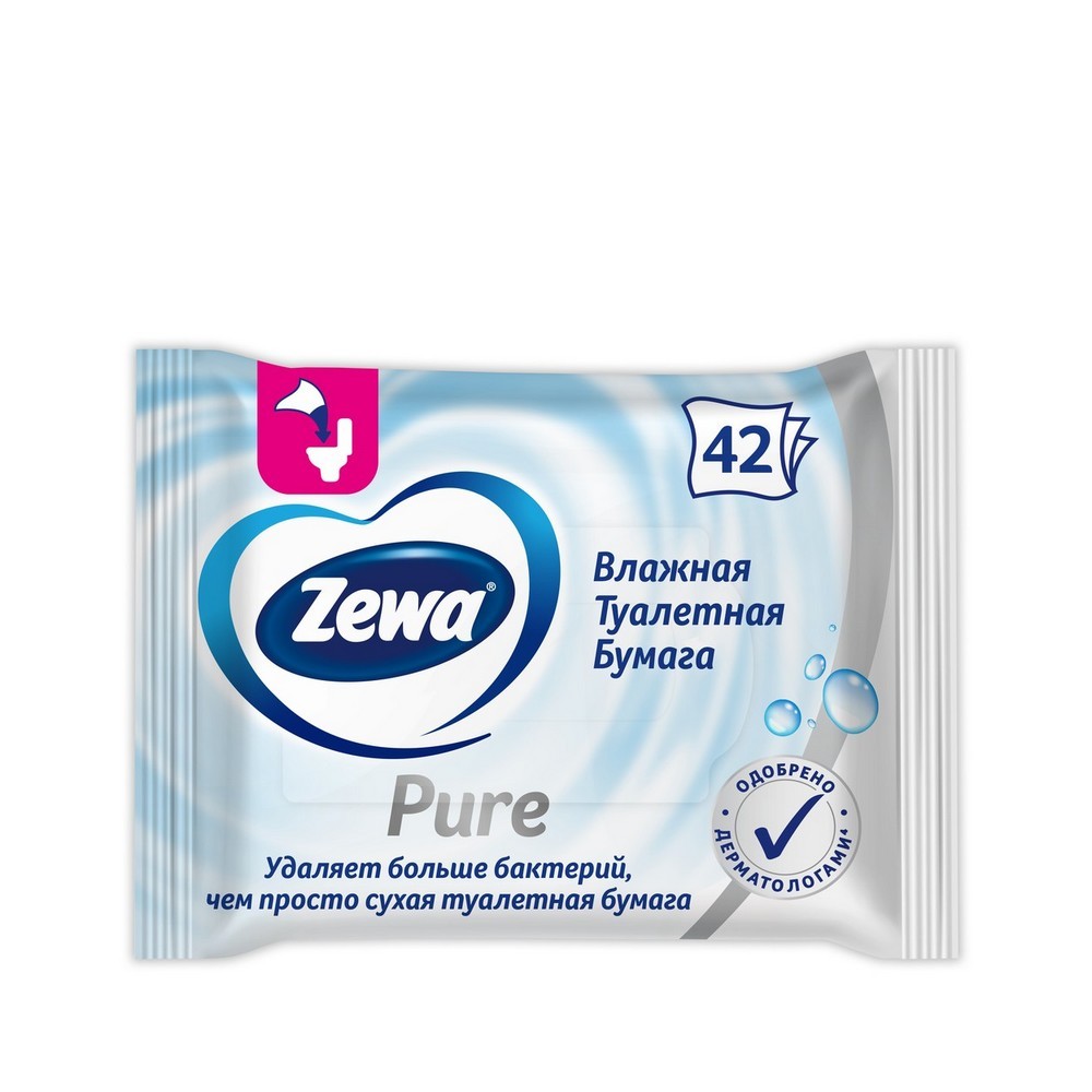 

Влажная туалетная бумага Zewa Pure 42шт