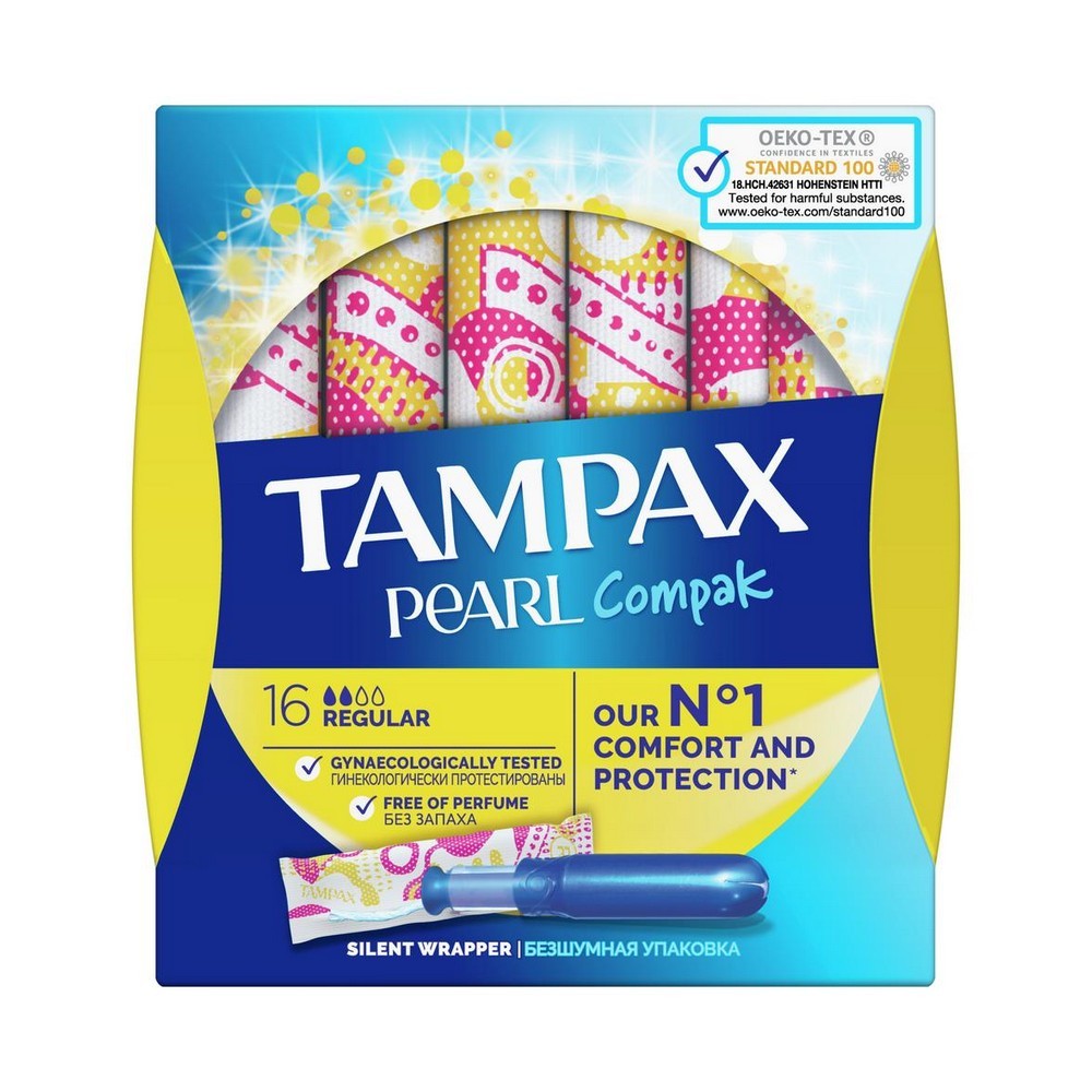 

Тампоны Tampax Pearl Compak Regular duo , с аппликатором , 16шт