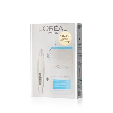 Женский Подарочный набор L'Oreal Paris ( тушь для ресниц " Взгляд Бэмби эффект накладных ресниц " + средство для снятия макияжа с глаз )
