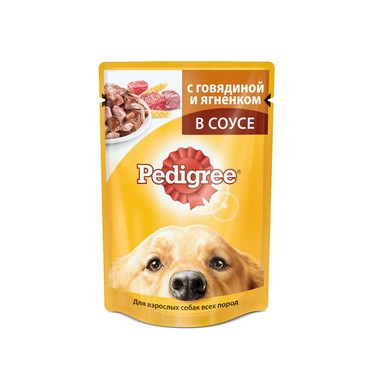 Корм для взрослых собак Pedigree с говядиной и ягненком в соусе 100г